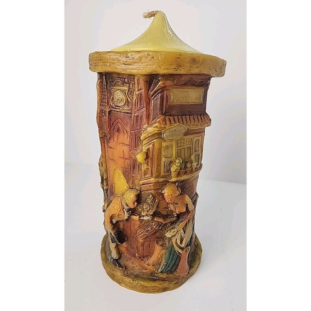 Vintage Bern Switzerland Carved Wax Candle‎ 11"x5" Mid Century Apotheke Bern